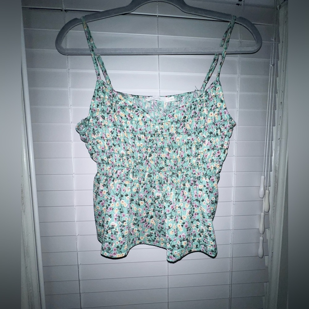 Purple Green and Yellow Floral Flowy Tank